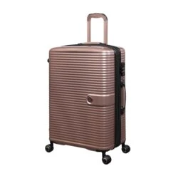 IT Luggage Helixian - 3pc Set (Metallic Rose Gold) -Travel Bag Store 32898 UK16 2842 08MetallicrosegoldS397SSFrontpanel25in