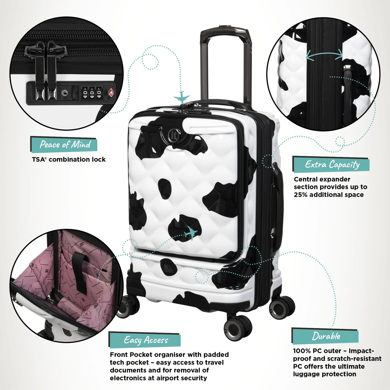 IT Luggage Indulging II - 4pc Set (Moo Cow Print) 6 IT Luggage Indulging II - 4pc Set (Moo Cow Print) - Image 4