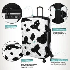 IT Luggage Indulging II - 4pc Set (Moo Cow Print) 24 IT Luggage Indulging II - 4pc Set (Moo Cow Print) -Travel Bag Store Indulging Moo Large Infographic 8c0ad65f b4cb 46b2 b41c fde9cbb93143
