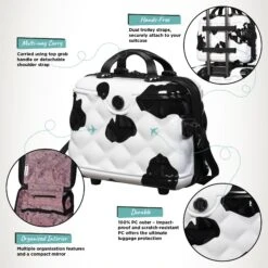 IT Luggage Indulging II - 4pc Set (Moo Cow Print) 26 IT Luggage Indulging II - 4pc Set (Moo Cow Print) -Travel Bag Store Indulging Moo Vanity Infographic be38b999 8f75 428b 971f acafb78c6ee5