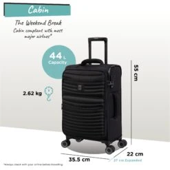 IT Luggage Precursor - Cabin (Black) -Travel Bag Store Precursor Cabin black dims weights
