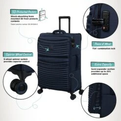 IT Luggage Precursor - Medium Plus (Dress Blues) -Travel Bag Store Precursor Med Blue Infographic
