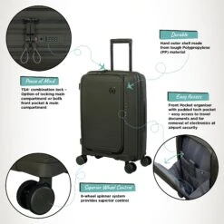 IT Luggage Spontaneous II - Cabin With Pocket (Olive Night) -Travel Bag Store Spontaneous Cabin Pocket Olive Infographic e26eda02 c815 4cbd 8a23 cd14e14a1923
