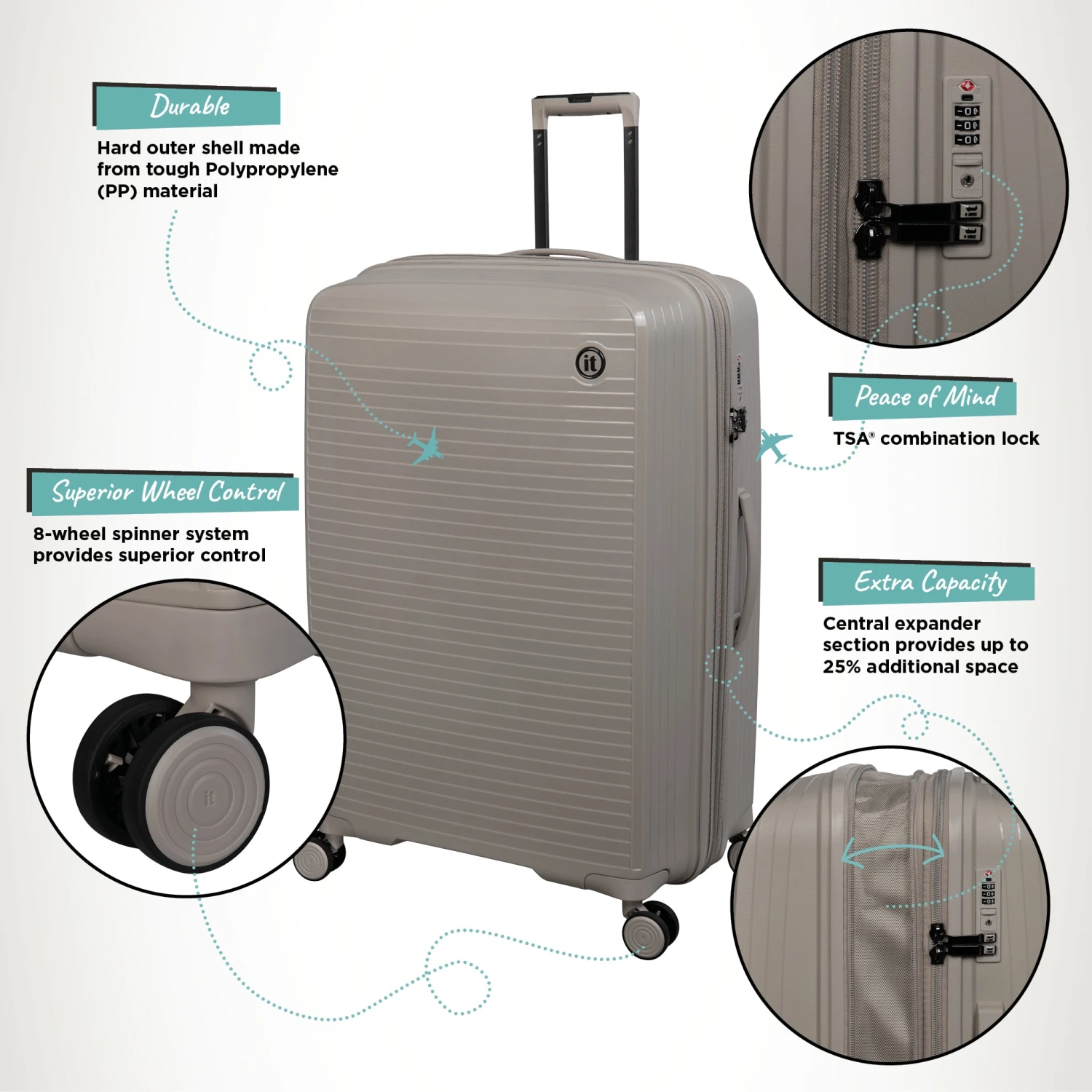 IT Luggage Spontaneous - 3pc Set (Feather Grey) 5 IT Luggage Spontaneous - 3pc Set (Feather Grey) - Image 3