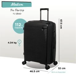 IT Luggage Spontaneous - Medium Plus (Black) -Travel Bag Store Spontaneous Med blk dims weights