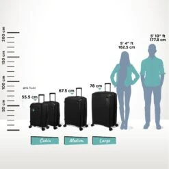 IT Luggage Spontaneous - Medium Plus (Black) -Travel Bag Store Spontaneous full set Blk Relative Size 369fbefe bd04 485d b85c b9685905a94d