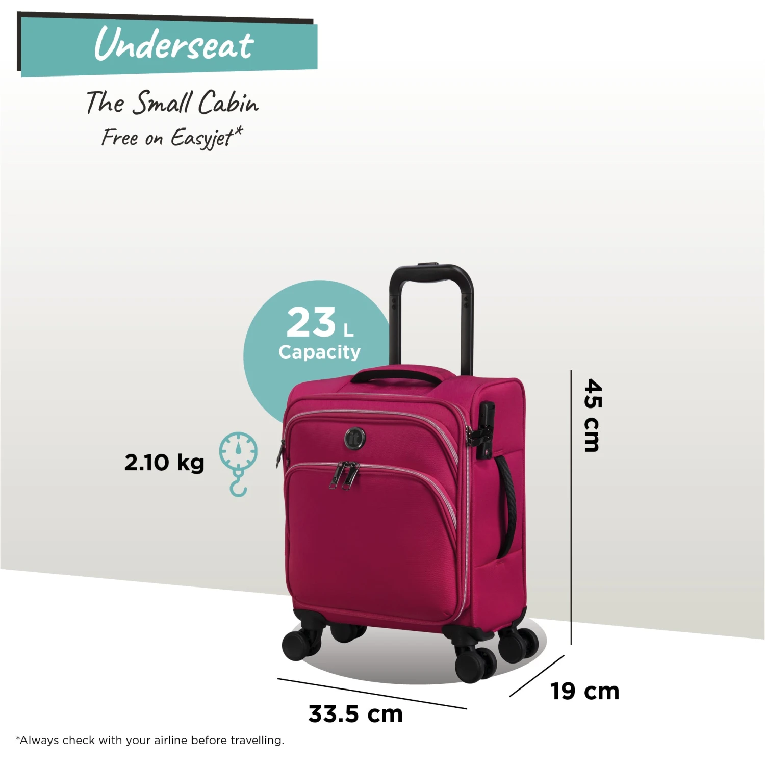 IT Luggage Trinary - Underseat (Viva Magenta) 4 IT Luggage Trinary - Underseat (Viva Magenta) - Image 2