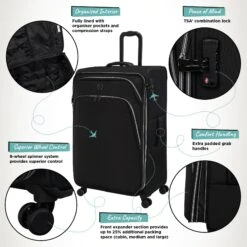IT Luggage Trinary - 4pc Set (Black) -Travel Bag Store Website Infographic Trinary Large Blk 50331807 d4cb 4353 b150 40bbbb37d857