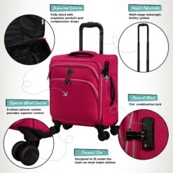 IT Luggage Trinary - Underseat (Viva Magenta) 18 IT Luggage Trinary - Underseat (Viva Magenta) -Travel Bag Store Website Infographic Trinary underseat Magenta